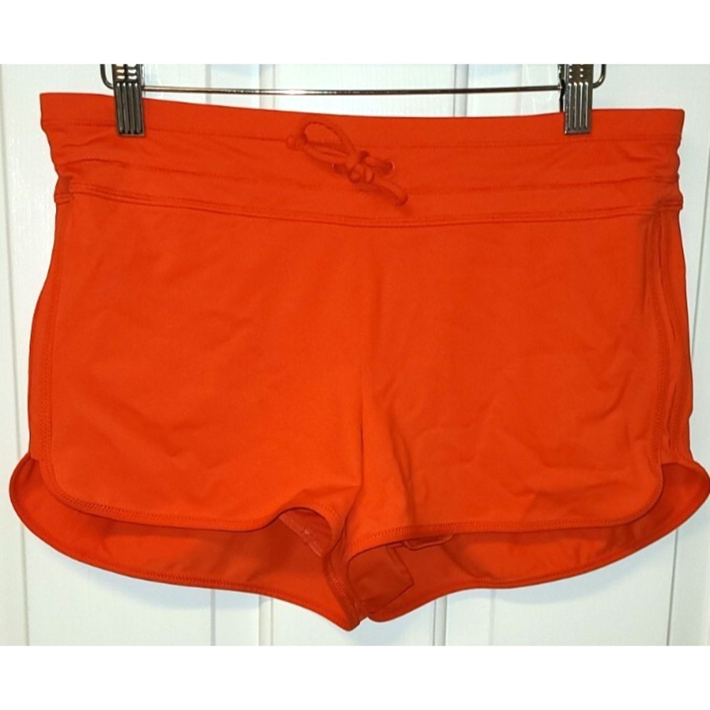 Athleta Lined Workout Running Shorts Sz S Neon Bright Orange‎ Back Pockets